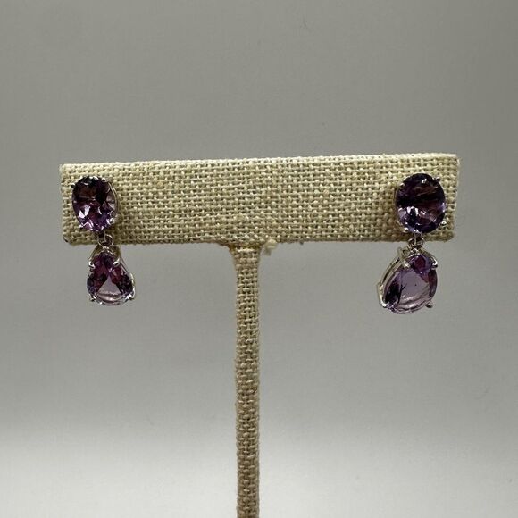 NWOT Stunning Faceted Amethyst dangle earrings set in sterling silver! - Picture 14 of 16